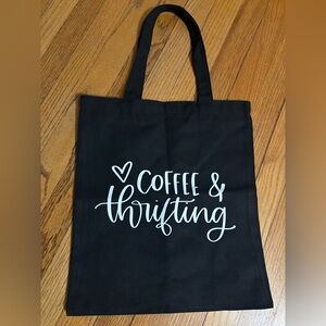 Black Tote Bag with White Print